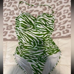 Anne Cole zebra print bandeau one piece swimsuit